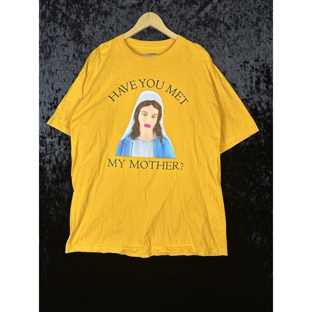 Pleasures "Have you met my mother" Jesus T Shirt Mens 2XL Yellow Graphic